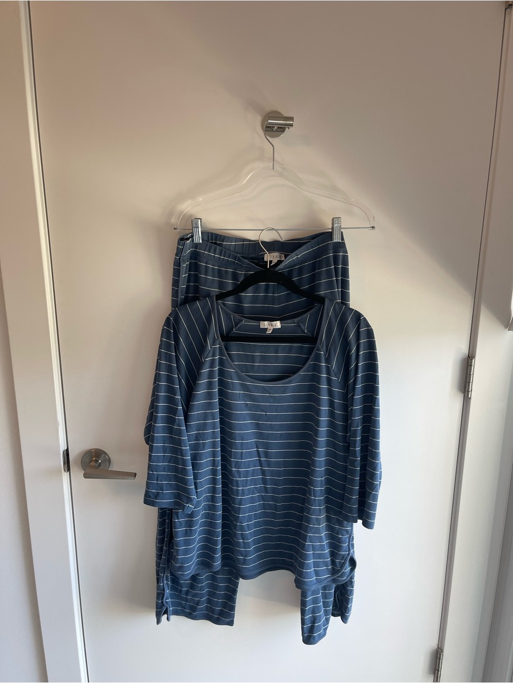 LAKE Pajama Blue Striped Top and Pants Set